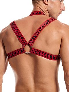 Оригинальная портупея из полиэстра с вставкой из сеточки красного цвета JOCKMAIL RTJM905-8